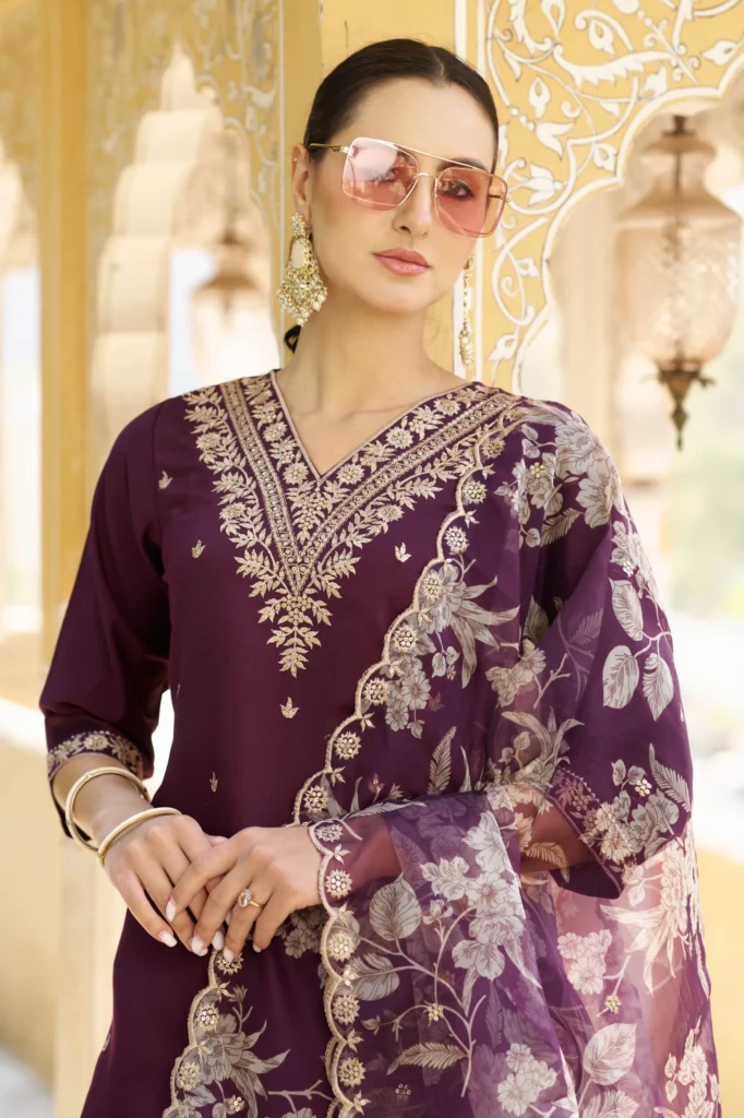 Sanskruti Embroidered Silk Blend Straight Suit With Dupatta | VICORA