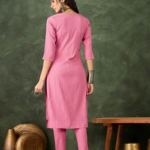 Samara Women's Office, Festive Wear Pink Straight Kurta & Pant, Co-ord Set | VICORA