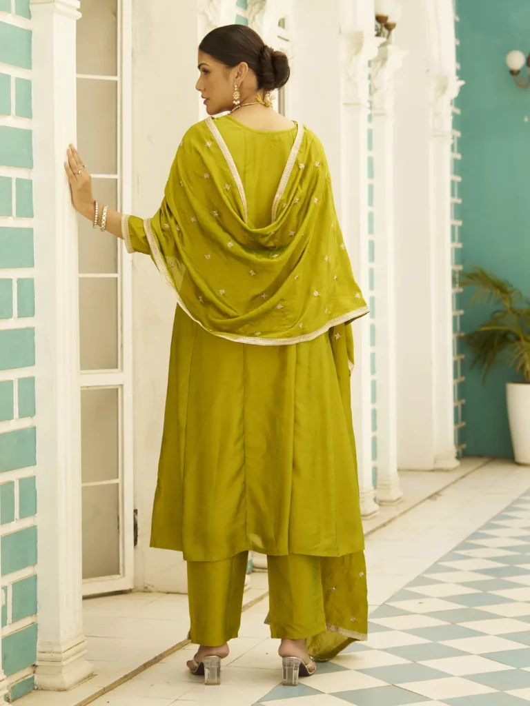 Kanya Elegant Silk Blend Anarkali Kurta Set with Embroidered Dupatta Flowy Fit and Stunning Style | VICORA