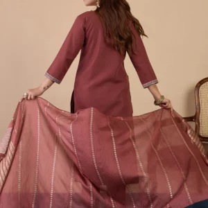 Buy Brown Women’s Traditional Kurta Pant Set with Dupatta Online | VICORA