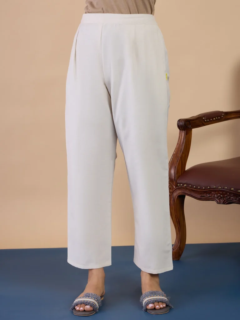 Buy Off-white Women’s Designer Kurta Pant Set Premium Pattern Online | VICORA