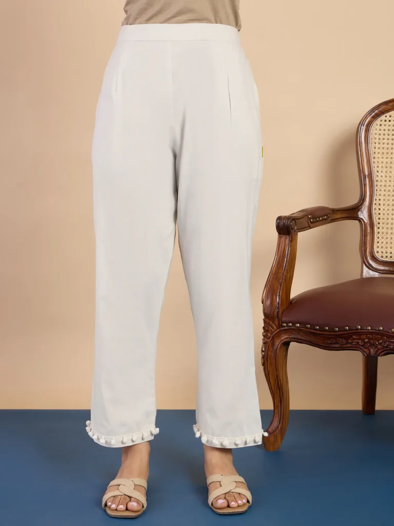 Buy Off-white Women’s Designer Kurta Pant Set Premium Pattern Online | VICORA