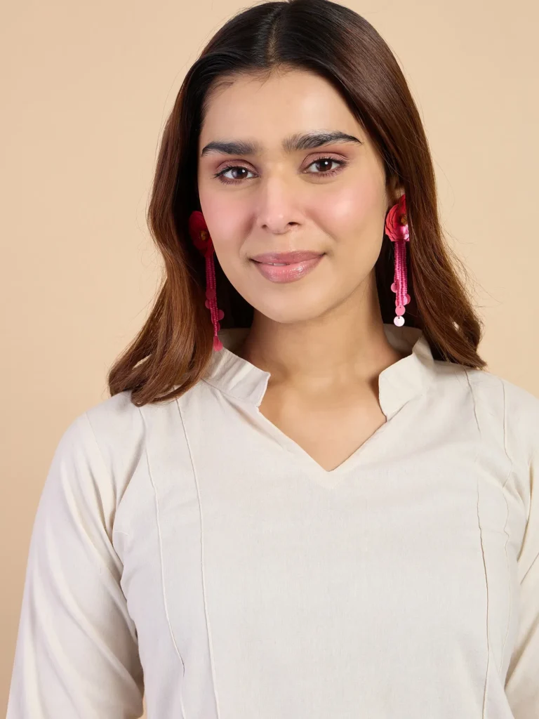 Buy Off-white Women’s Designer Kurta Pant Set Premium Pattern Online | VICORA