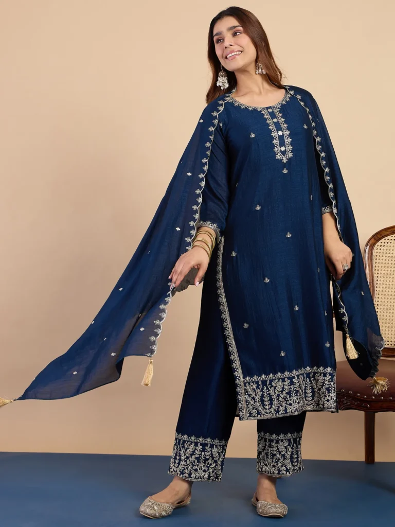 Buy Teal Women’s Designer Kurta Pant Set Premium Pattern Collection Online | VICORA