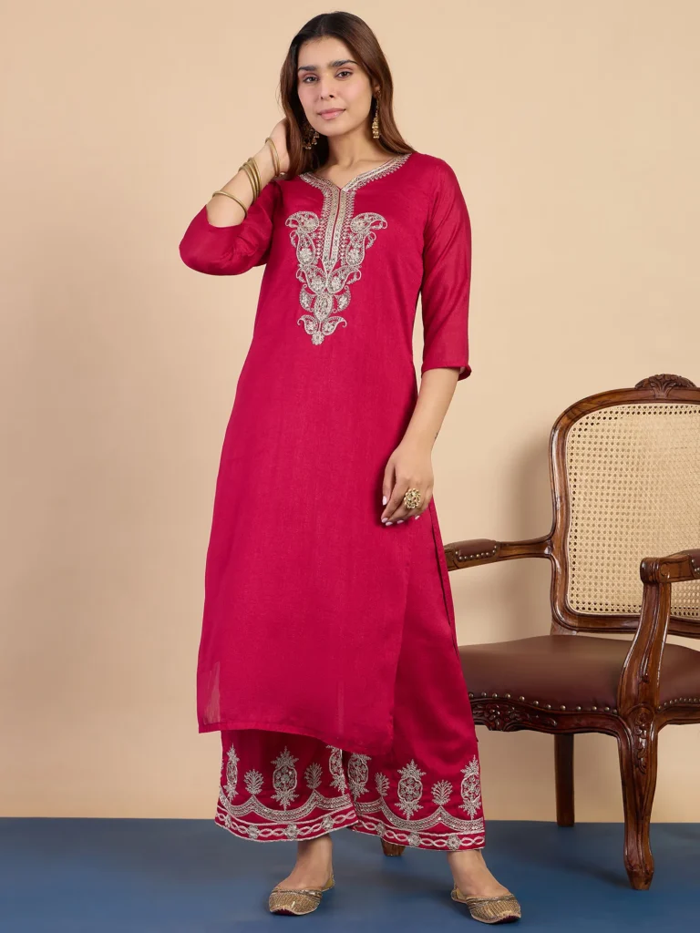Buy Rani Embroidred Kurta Sets with Sequins Work Women Suits Online | VICORA