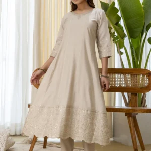 Buy Vireya Grey Embroidred Kurta Sets with Sequins Work Women Suits Online | VICORA
