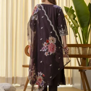 Buy Vireya Coffee Embroidred Kurta Sets with Sequins Work Women Suits Online | VICORA