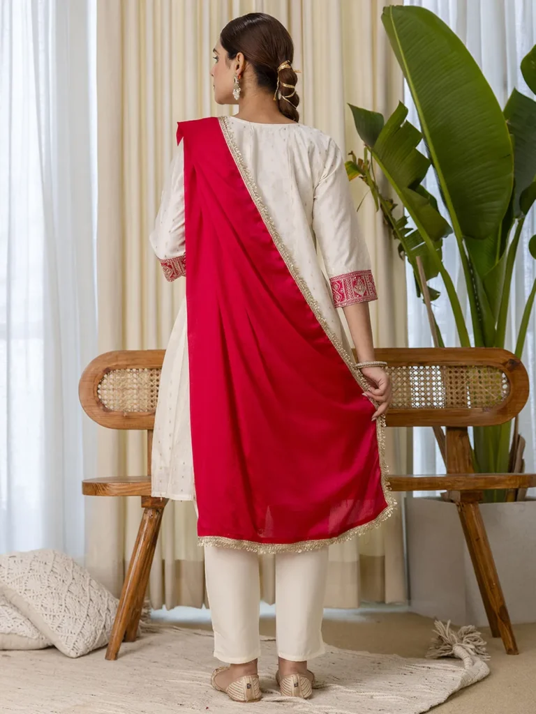 Buy Sutra White Embroidred Kurta Sets with Heavy thread Work Women Suits Online | VICORA